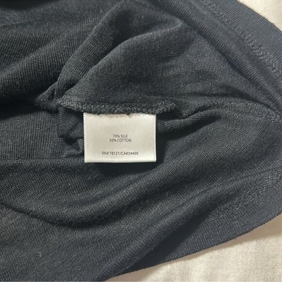 Eileen Fisher L Black Ribbon Detail Fine Knit Soft Relaxed Fit Tank Top - Picture 9 of 11